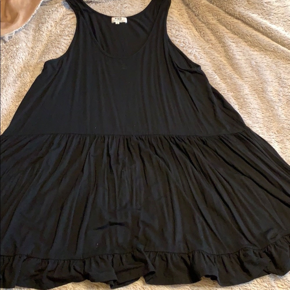 Piko brand ruffle hem oversized tank top